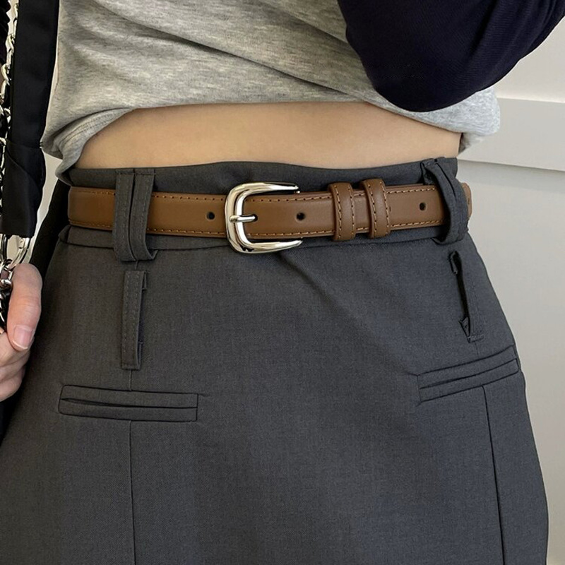 Armario BI correa de repuesto de las mujeres simple y avanzada brillante hebilla de plata cinturón de cuero genuino estudiante juventud decoración estilo coreano pantalones cinturón