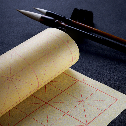 Handmade Xuan Paper, Half-Ripened, Thick Edged Paper, Calligraphy Practice Paper with Millimeter Grid, Ancient Style Xuan Paper for Writing with a Brush