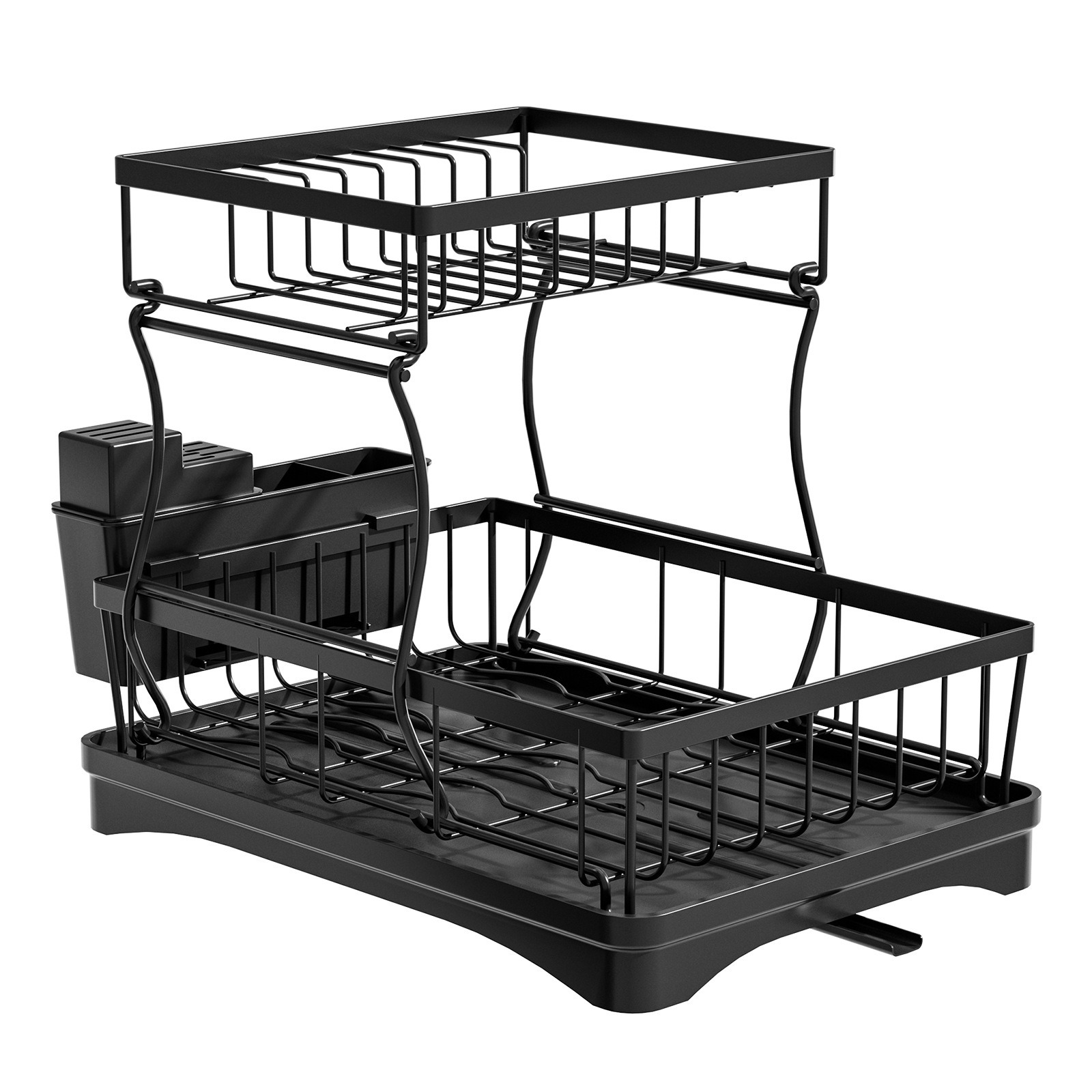 Estante de almacenamiento de platos de drenaje de agua de la encimera de cocina transfronteriza de doble capa estante de platos desmontable multifuncional estante de platos y palillos