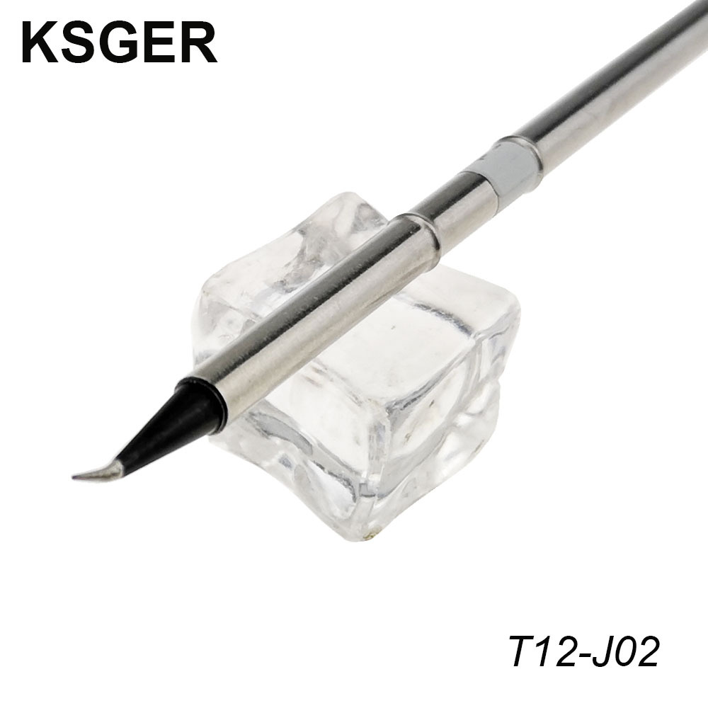 KSGER高品质黑金钢T12烙铁头T12-J02小弯尖手机维修用环保烙铁咀