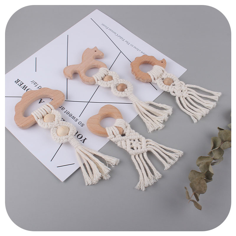 DIY bebé creativo haya animal teether tejida a mano cuerda de algodón juguete bebé teether palo