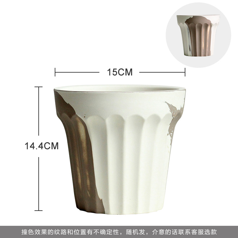 Estilo coreano creativo ins Escritorio de cerámica maceta orquídea Internet celebridad Begonia olla conjunto transpirable verde maceta