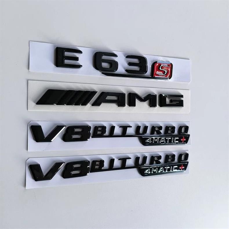 Mercedes-Benz E-Class, C-Class, C63S, C43, E53, E63S rear emblem stickers, AMG black car emblem, modified turbo V8 side emblem