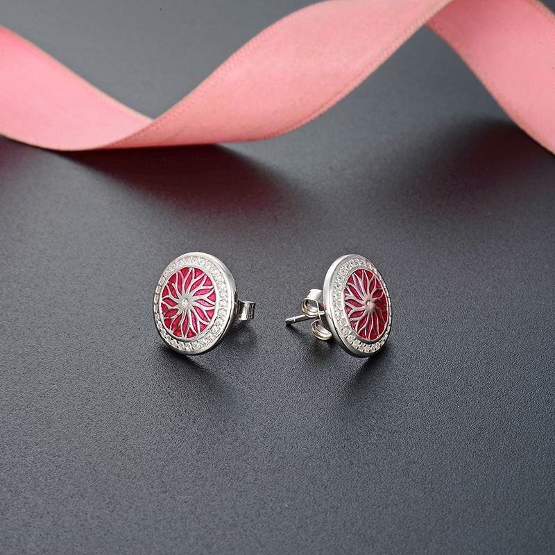 Corea del Sur Dongdaemun s925 accesorios de circón de plata pendientes redondos transfronterizos para mujeres Pendientes incrustados en diamantes de estilo frío