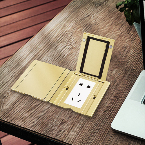 International electrician type 86 ground plug open flip-top invisible socket five-hole ground socket with USB ground plug