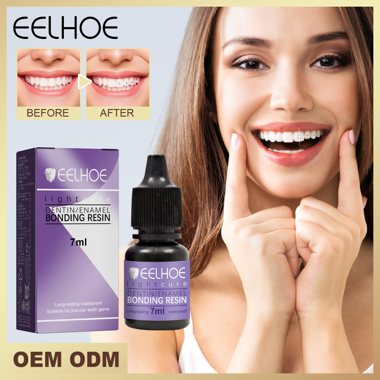EELHOE teeth gem decorative glue teeth Diamond Crystal Diamond Gem paste self-adhesive glue teeth decorative glue