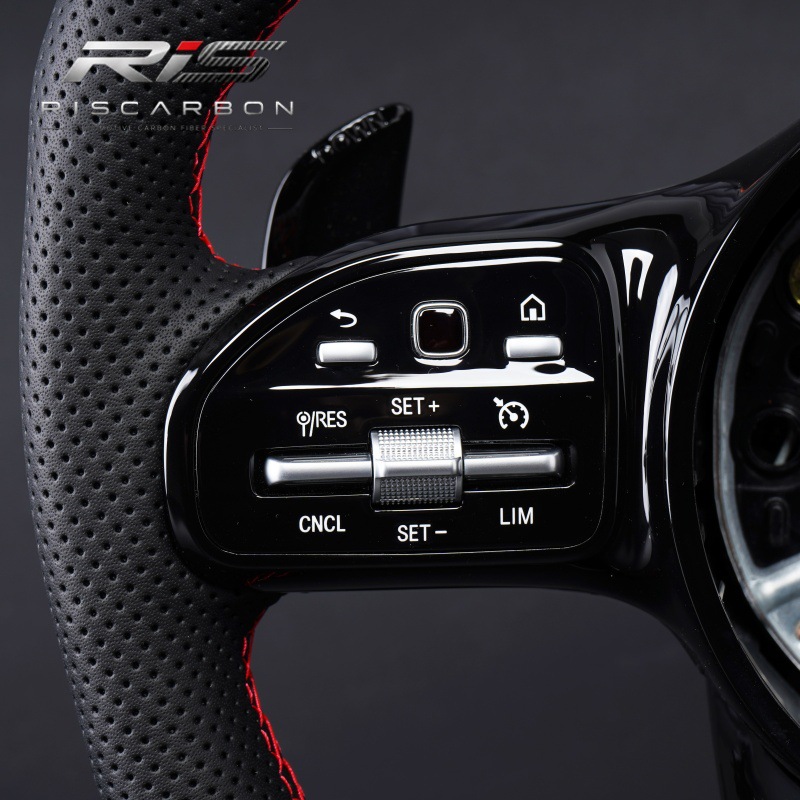 Compatible with Mercedes-Benz carbon fiber red label black button steering wheel W207W211W212 W221W222 809AMG GT
