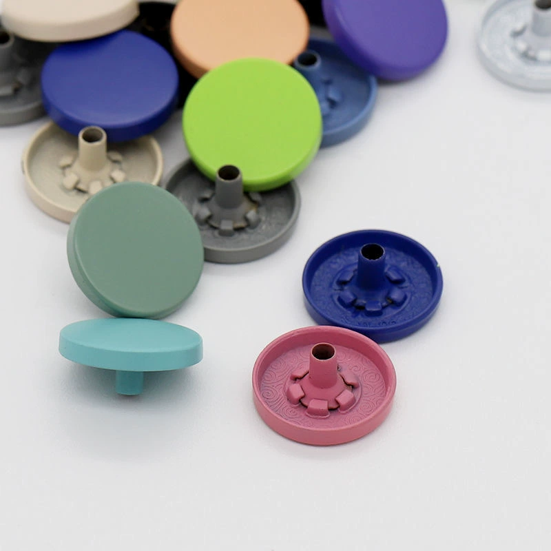 Цветные металлические кнопки-защелки, плоские, окрашенные распылением, для курток, парок, пуховиков, декоративные пуговицы