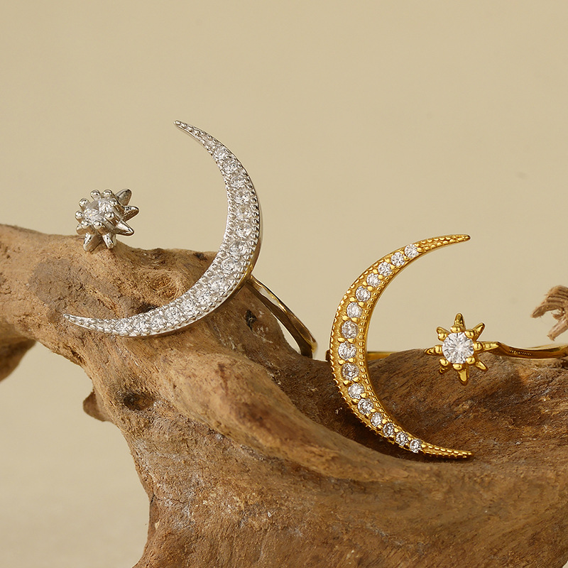 국경 간 핫 모델 S  스타 포옹 달 반지 여성의 조정 가능한 틈새 하이 엔드 기능 스타일 반지