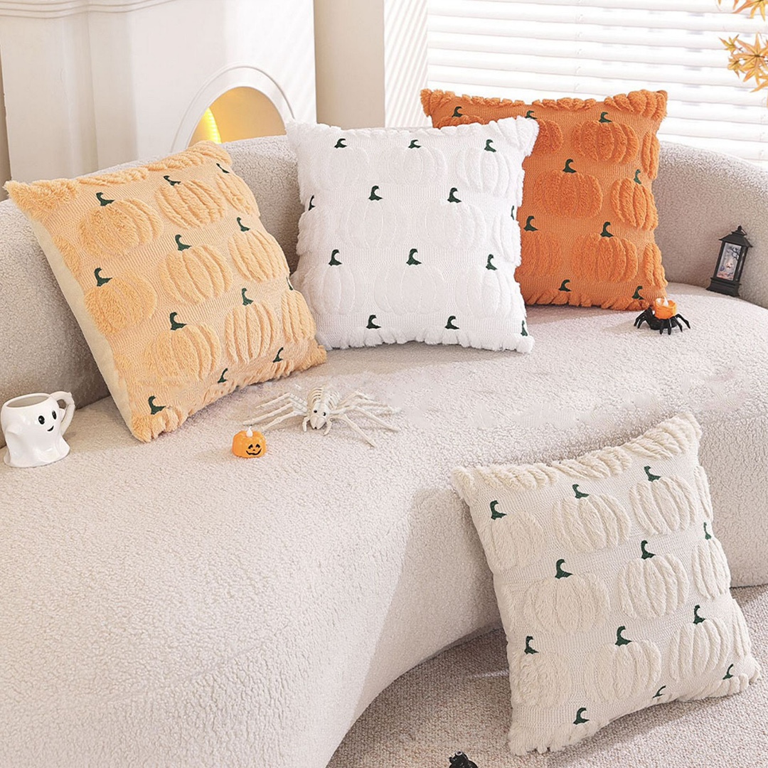In-Stock Halloween Pumpkin Pillow Cover Two-Tone Quilted Sofa Cushion Cross-Border Recommended Home Textile Holiday Party Decoration