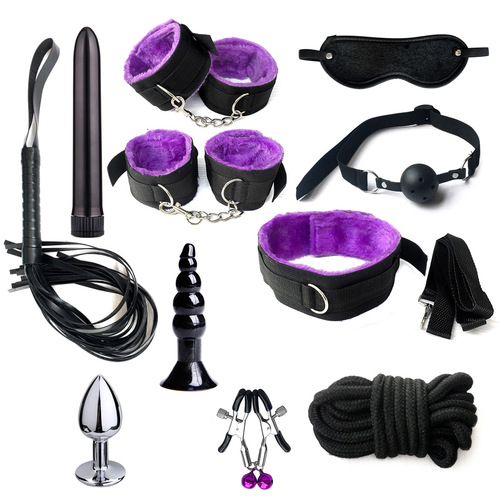 Source manufacturer of sex toys, 11-piece anal plug set, adult products, bullet-head plush webbing for women