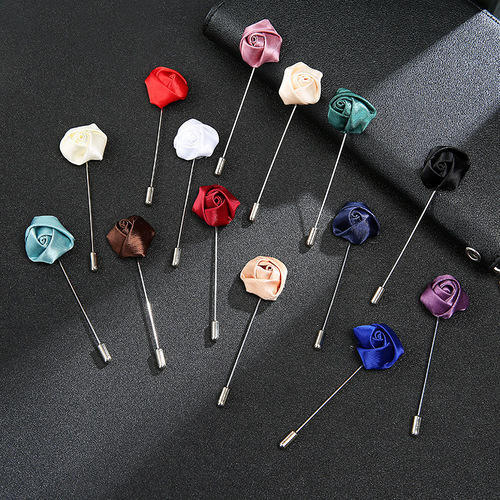 Red Wedding Decor Accessories Rose Flower Brooch, Blue Rose Boutonniere Pin for Suit Collar