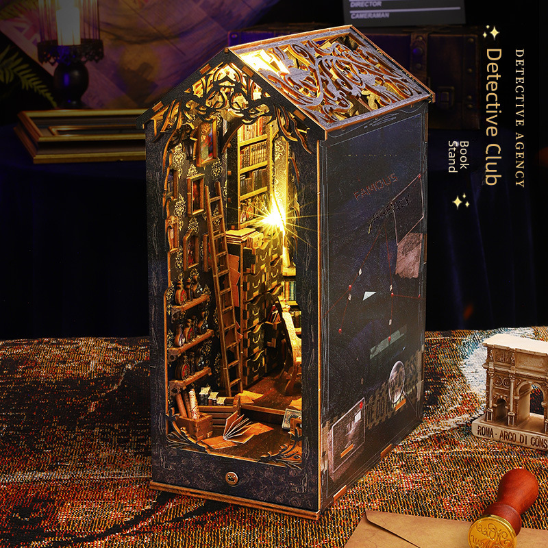 佳特diy小屋SL07偵探名社 手工拼裝立體書立模型擺件創意生日禮物