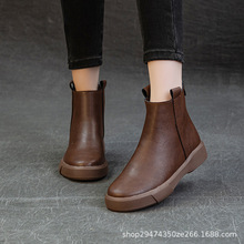 马丁靴女2025新款秋季百搭英伦风复古厚底靴子女冬加绒平底短靴女