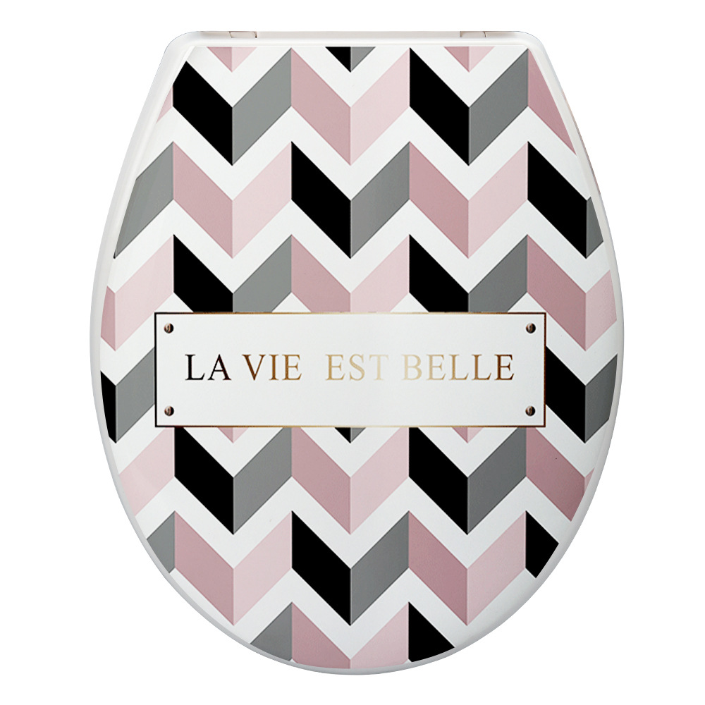 Cubierta de inodoro de estilo europeo de 18 pulgadas lenta caída hogar cuclillas cubierta de plástico Hotel fábrica impresión lenta caída cubierta de inodoro