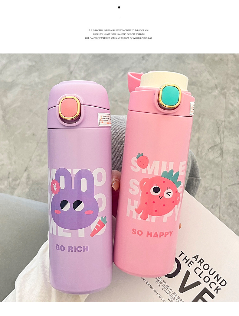 2023 New candy-colored cute student cartoon insulated cup, children's back-to-school season, baby drinking cup, direct drinking cup pic 38