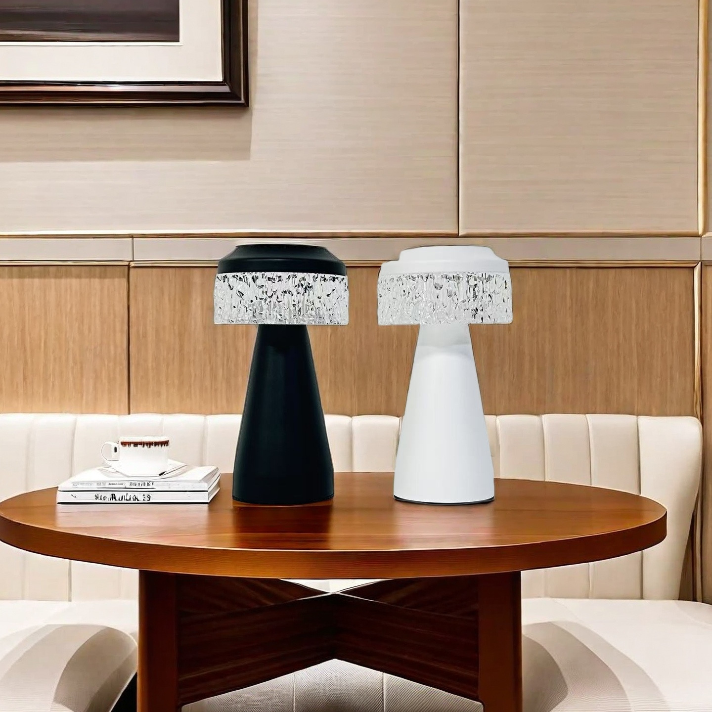 跨境丹麦蘑菇灯北欧卧室简约氛围床头水晶款台灯民宿装饰小夜灯