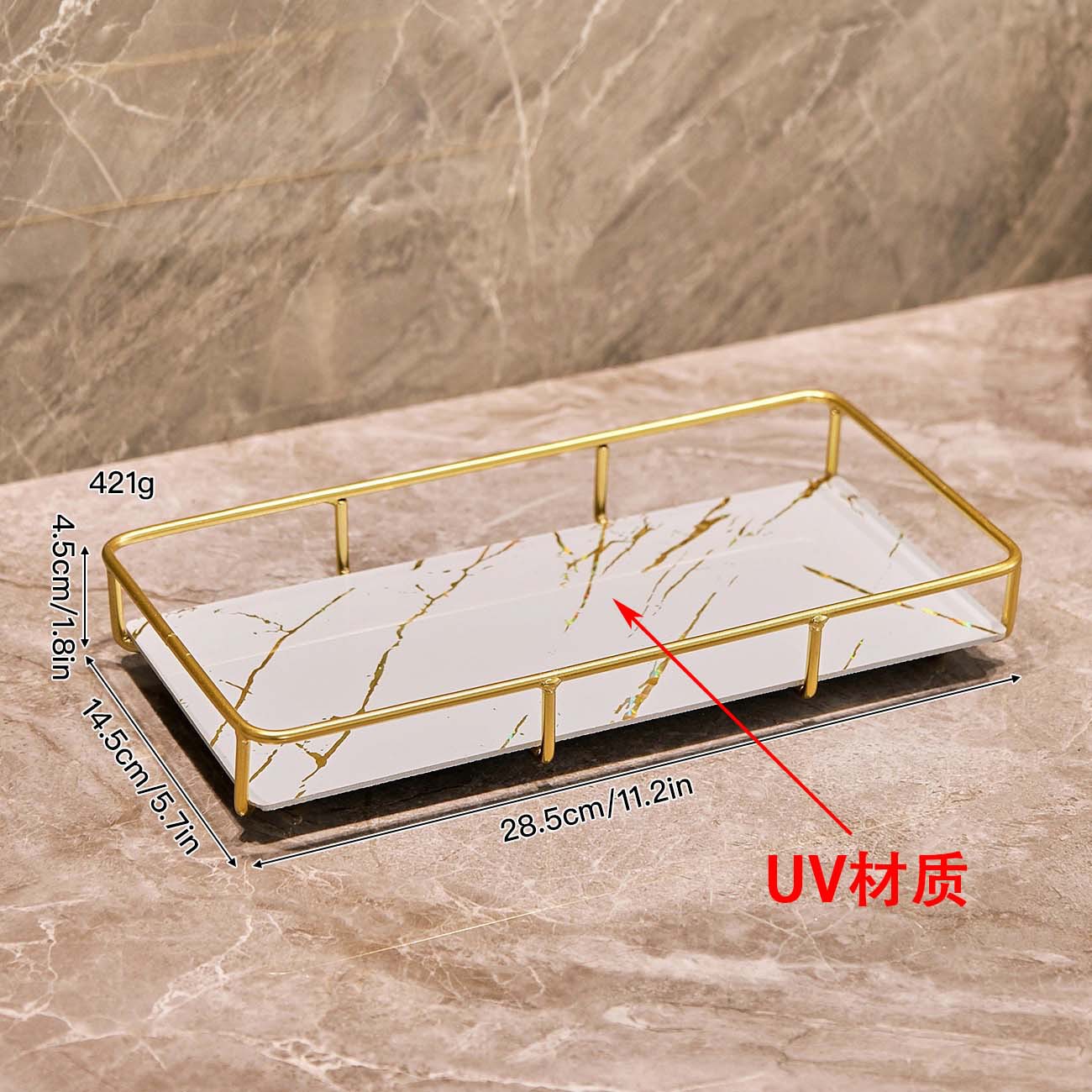 Inodoro de baño lavabo cosméticos caja de almacenamiento estante de almacenamiento de inodoro lavabo bandeja de escritorio de lujo ligero