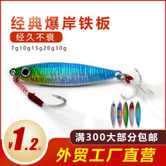 爆釣鐵板路亞路亞餌遠投岸拋小鐵板假餌批發裸板爆岸雙鈎亮片裸片