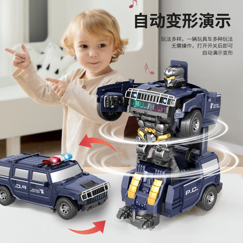 Children's electric toy red Hummer singing and dancing robot universal electric deformation car luminous toy car
