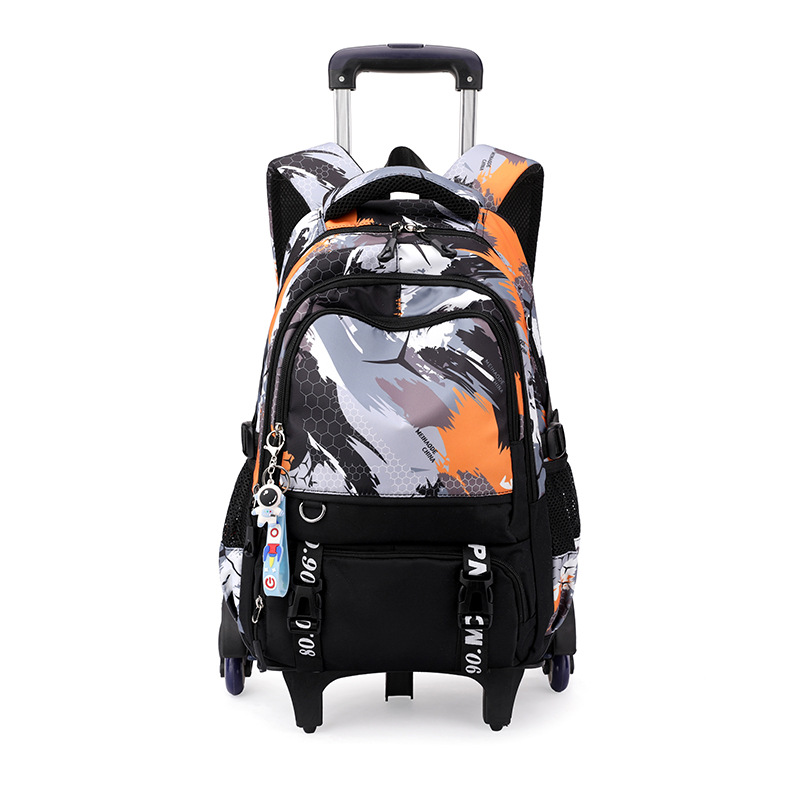 Mochila de tracción de peces naturales para estudiantes de escuela primaria niños 3 - 6 con ruedas mochila para estudiantes de secundaria secundaria puede llevar mochila de escaleras 5