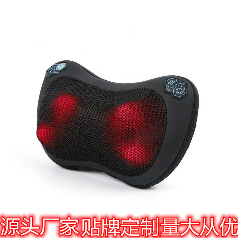 Masaje de columna cervical transfronterizo masaje de hombro y cuello lumbar para automóviles almohada de masaje eléctrica de calefacción inteligente de 8 cabezas