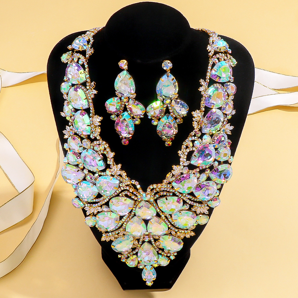 Nuevo traje de joyería transfronteriza exagerada gota de agua COLLAR COLGANTE pendientes reina joyería conjunto de joyas