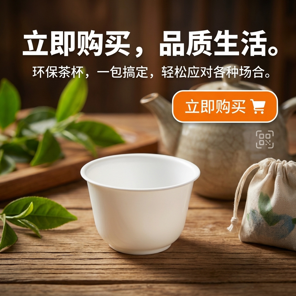 Miaozhitu Disposable Rice Husk Kung Fu Tea Cups Are Biodegradable, Food-Grade, Environmentally Friendly, Heat-Resistant, Suitable for Office and Home Use, and Do Not Require Washing