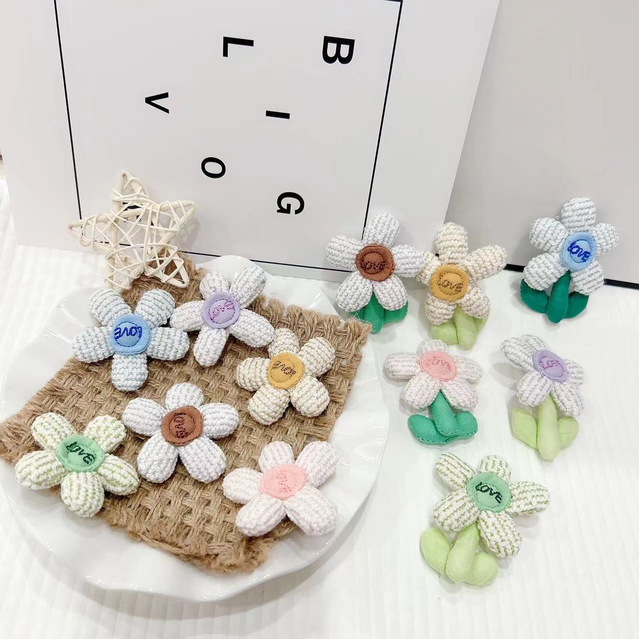 小香风五瓣花diy配饰布艺手工小花配件 鞋花发饰服装辅料套结五瓣