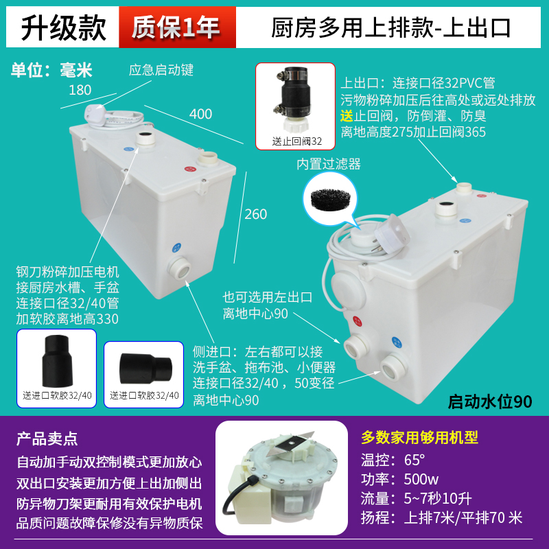 Sótano Licheng pulverizador de aluminio de litio inodoro eléctrico Fuyu cocina cuenca máquina de extracción de aguas residuales feliz elevación