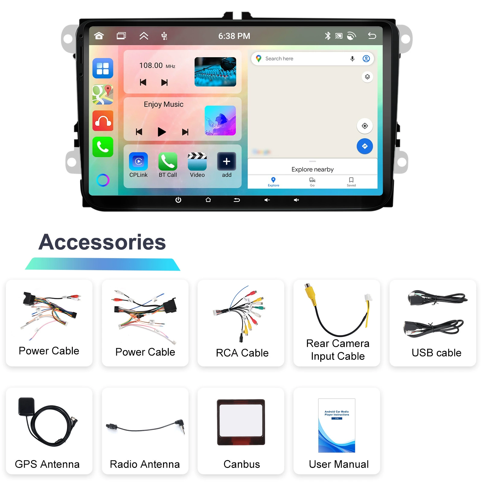 Подходящее для 9-дюймового горизонтального экрана Android 13.0 Volkswagen Thin (4+64G) разворот CarPlay автомобильный центральный блок все-в-одном