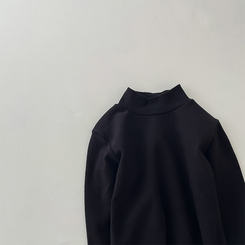 Camiseta de cuello medio elástica de 280 g para niños y niñas, estilo otoño 2026, talla 150-160