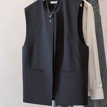 法式洋气女士西服马夹2025秋季新款宽松西装圆领马甲背心外穿上衣