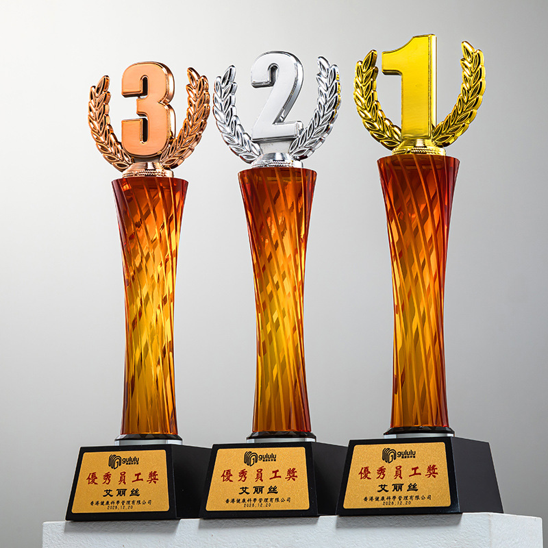 2024 Nuevo trofeo 123 Campeón y subcampeón Pulgar pico de alabanza de la estrella de cinco puntas premio trofeo personalizado exclusivo