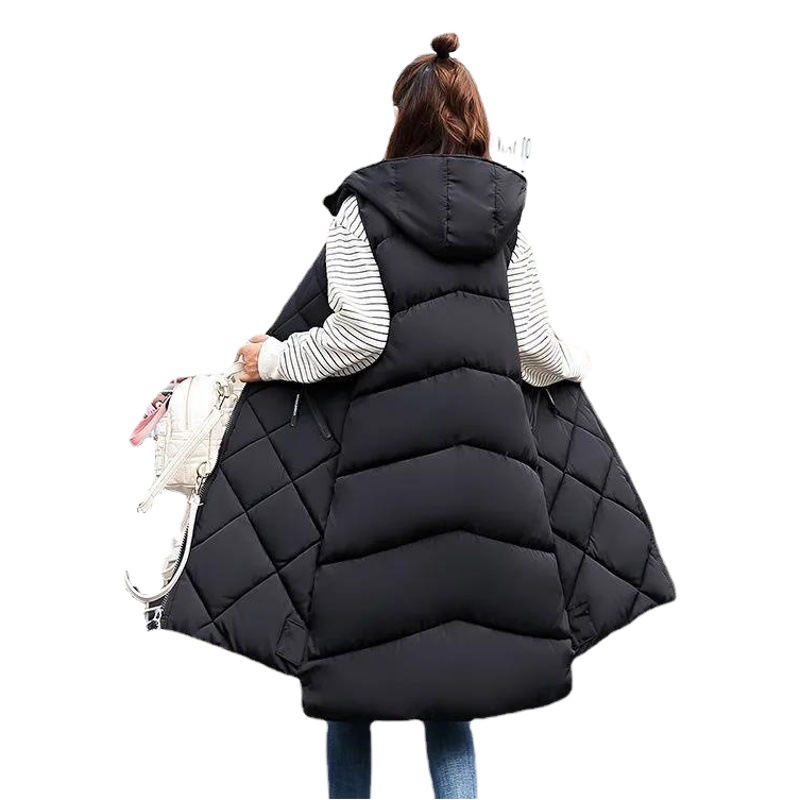 Chaleco de algodón largo de las mujeres de otoño e invierno de media longitud estilo coreano con capucha abajo Chaleco de algodón más tamaño engrosado chaleco invierno image 1
