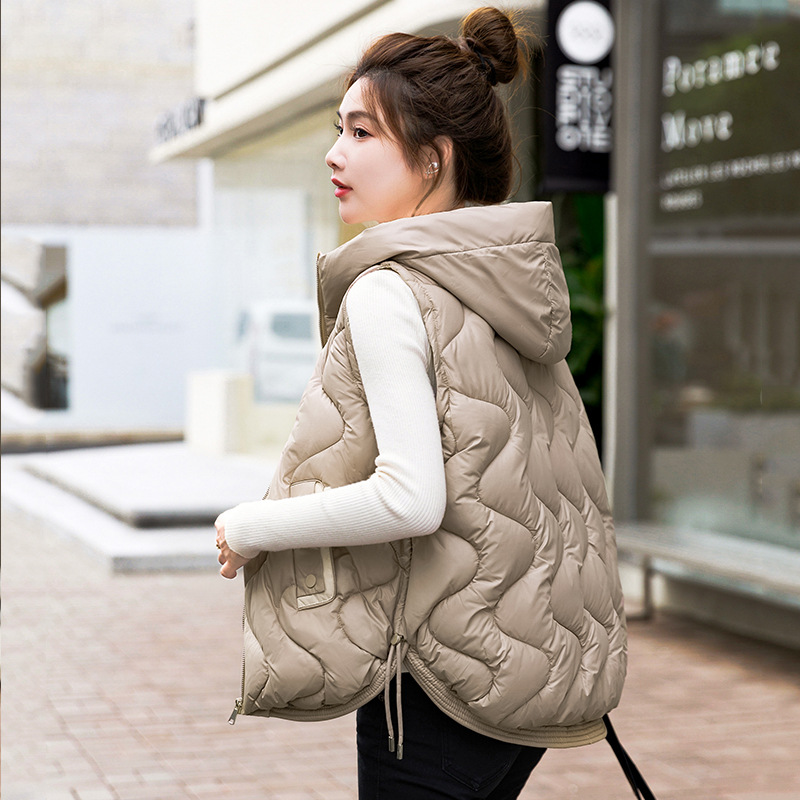 2025 chaleco de algodón brillante para mujeres corto invierno de otoño chaleco de algodón collar de collar de algodón hombro de los estudiantes de algodón abrazadera chaqueta de moda image 3