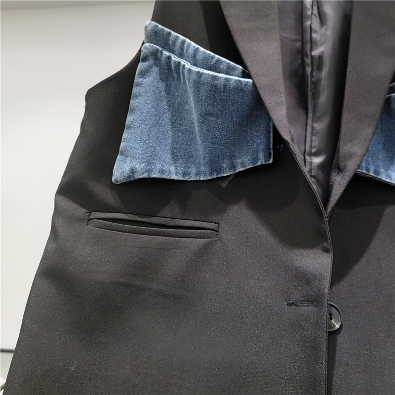Chaleco de mujer 2026 nuevo traje pesado tejido de empalme vaquero gran arco suelto marca de moda hombro image 4