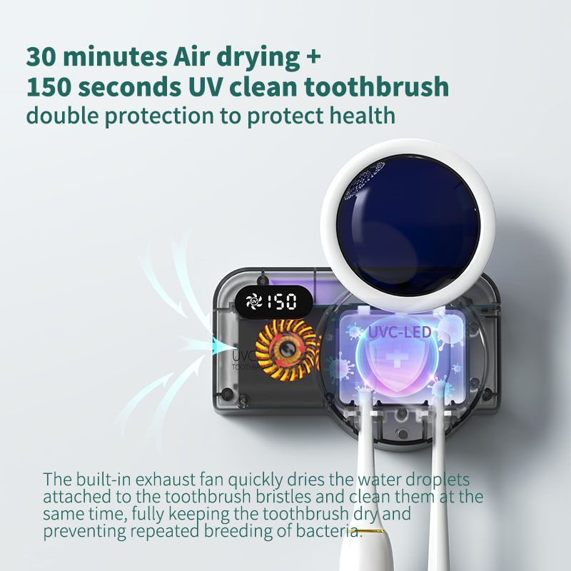 新型スマート紫外線歯ブラシ消毒器殺菌消毒壁掛け式充電歯ブラシホルダークロスボーダー穴なし|undefined
