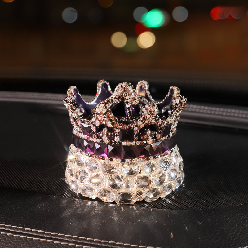 Huángguān Car Diamond Crown Car Perfume Ornament Crystal Car Interior Decoration (Perfplant seat) - diamond-crown-purple