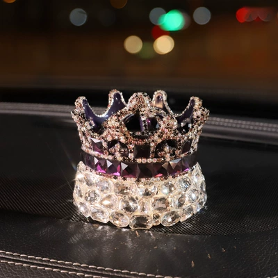 Car-mounted diamond crown car perfume seat crystal creative car perfume seat ornaments female car interior decorations (Perfplant seat) - diamond-crown-purple