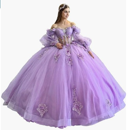 Flores vestido de adulto con mangas brillante con cuentas vestido dulce 2026 nuevo vestido de baile de hombro para mujeres image 21