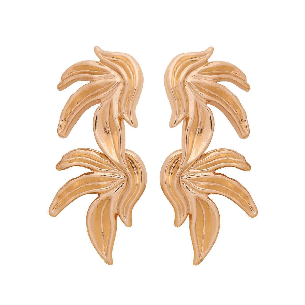 1 Pair Retro Leaf Round Irregular Alloy Earrings display picture 4
