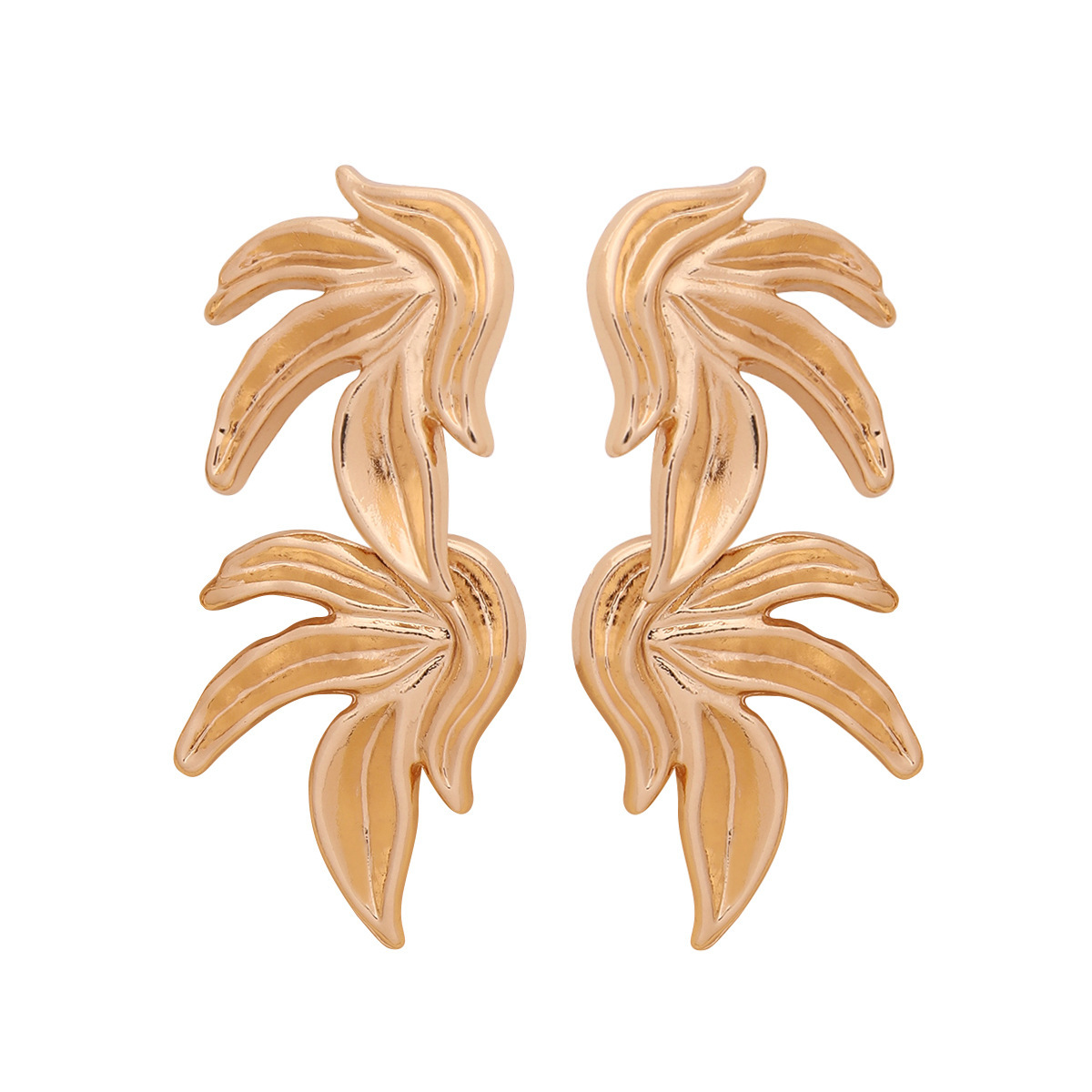 18g Weight Earrings Classification 1 Pair Quantity Daily Occasion Alloy Material Leaf, Round Pattern Women'S Gender Irregular Design Retro Style 1 Pair Retro Leaf Round Irregular Alloy Earrings 3