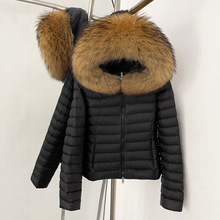 大毛领90白鸭绒女2025冬新款气质通勤小个子短款修身显瘦连毛外套