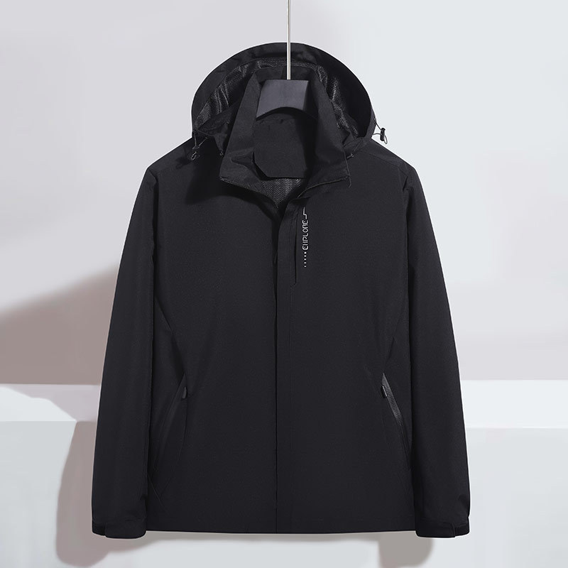 Suministro transfronterizo puesto en la acción más el tamaño de la chaqueta de los hombres al aire libre montañismo chaqueta rompevientos abrigo de color sólido fábrica al por mayor