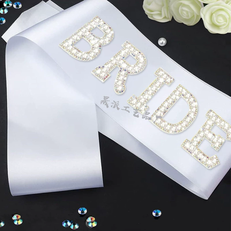 Свадебный плечевой ремень невесты с жемчужно-бриллиантовым буквенным декором для девичника, элегантный плечевой ремень с буквенным декором