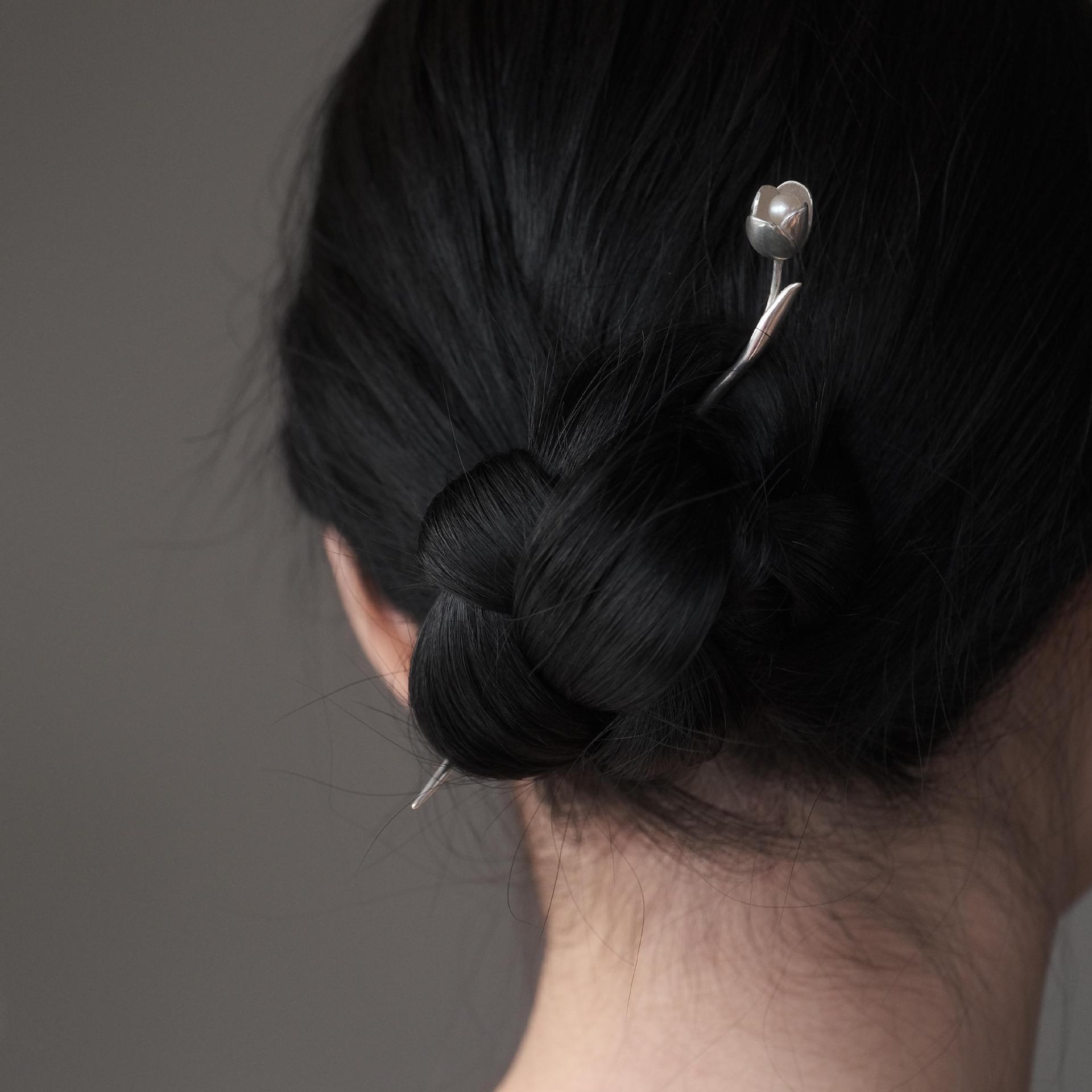 Designer Original Tulip Flower Ancient Style Hairpin Handmade Niche Temperament Elegant Girlish Hairpin Hair Accessories