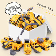 Children's Transformable Engineering Car Baby Brain-Developing Magnetic Blocks Robot Boy Baby Assembly Car Toy Gift