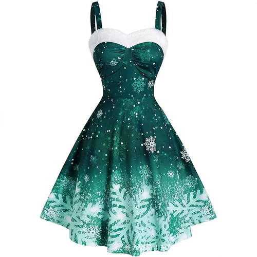 New digital 3D independent station women's Christmas banquet sling dress E107