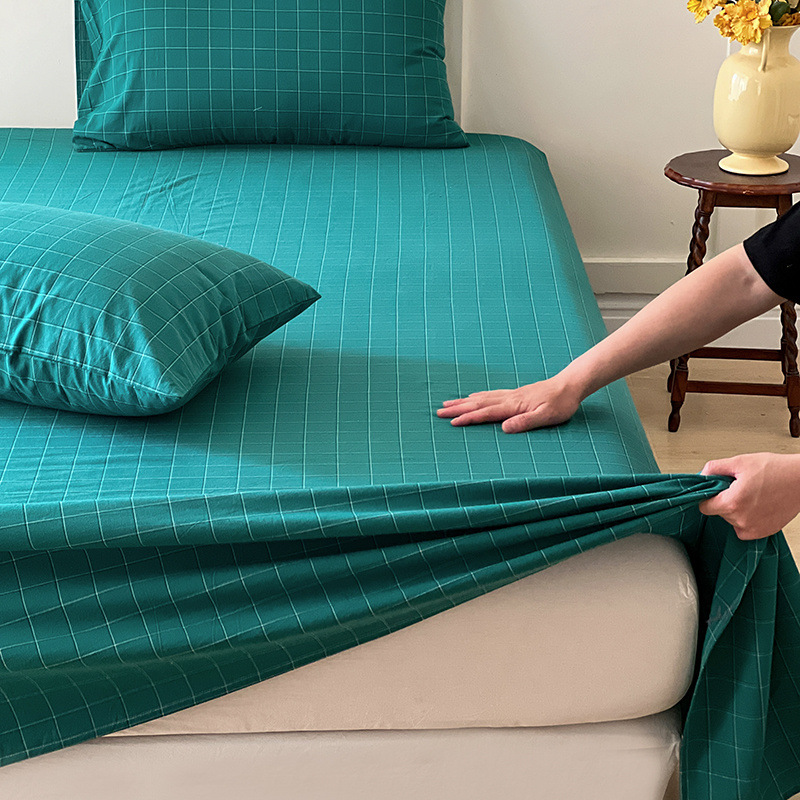 Sábanas de algodón lavado de algodón de estilo japonés, dormitorio de estudiantes de una sola pieza, 100 sábanas dobles individuales de algodón puro, sábana individual, juego de tres piezas 3